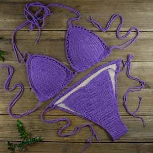 Push up Swimsuit Handmade Crochet Bikini Sets Lining Swim Trunks