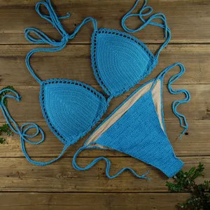 Push up Swimsuit Handmade Crochet Bikini Sets Lining Swim Trunks