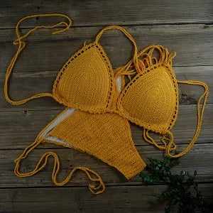 Push up Swimsuit Handmade Crochet Bikini Sets Lining Swim Trunks