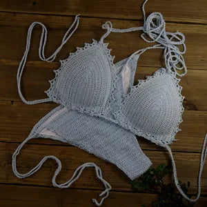 Push up Swimsuit Handmade Crochet Bikini Sets Lining Swim Trunks