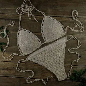 Push up Swimsuit Handmade Crochet Bikini Sets Lining Swim Trunks