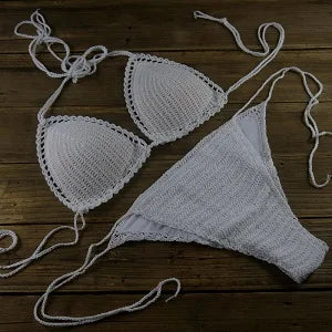 Push up Swimsuit Handmade Crochet Bikini Sets Lining Swim Trunks