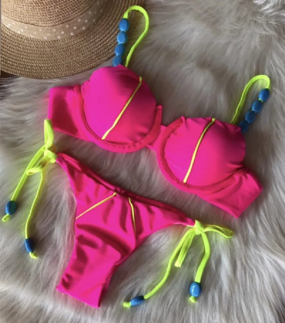 Push Up Bikini Set Blue Swimwear Sexy Bikini Micro Swimsuit Bandage Biquini Beach Wear Swimming