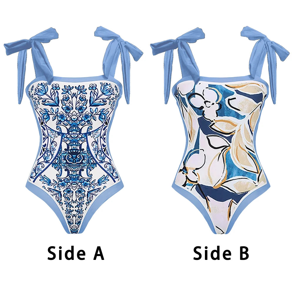 Sexy Ruffle Bikini Set Printed Brazilian Biquini Swimwear Skirt Bathing Suit Girls Beachwear Dress