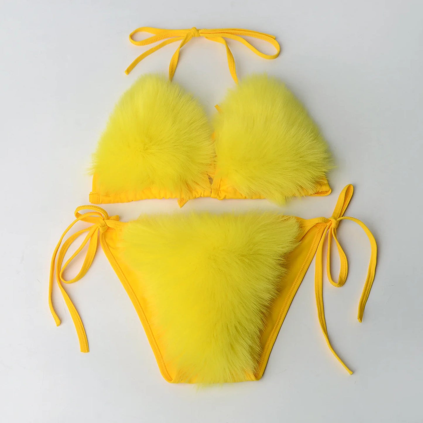 Sexy Swimsuit Micro Fur Bikini Set Push Up Swimwear Thong Brazilian Swimming Bathing Suit