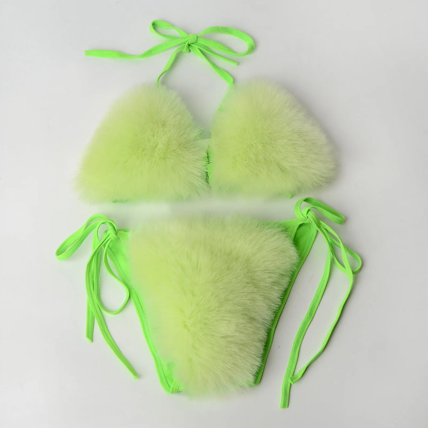 Sexy Swimsuit Micro Fur Bikini Set Push Up Swimwear Thong Brazilian Swimming Bathing Suit