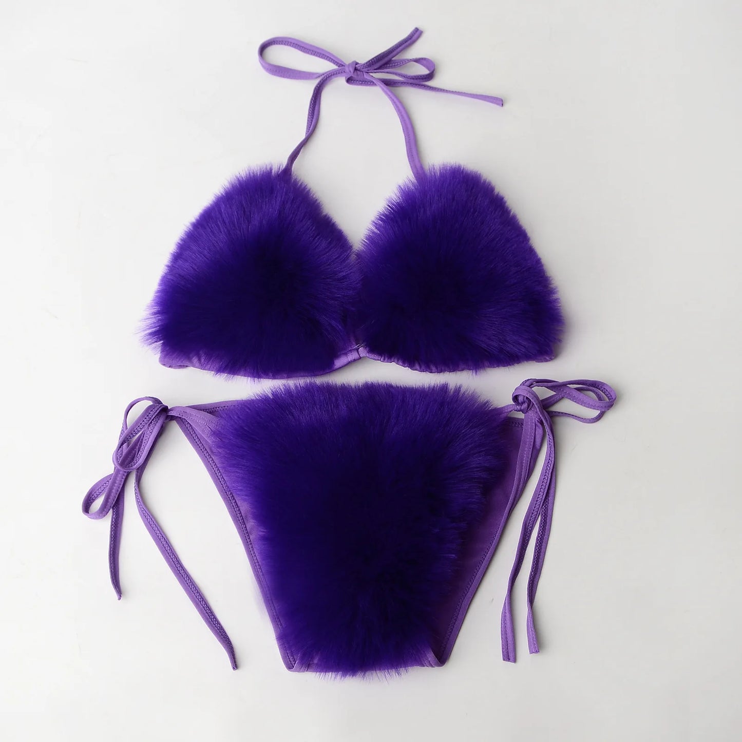 Sexy Swimsuit Micro Fur Bikini Set Push Up Swimwear Thong Brazilian Swimming Bathing Suit