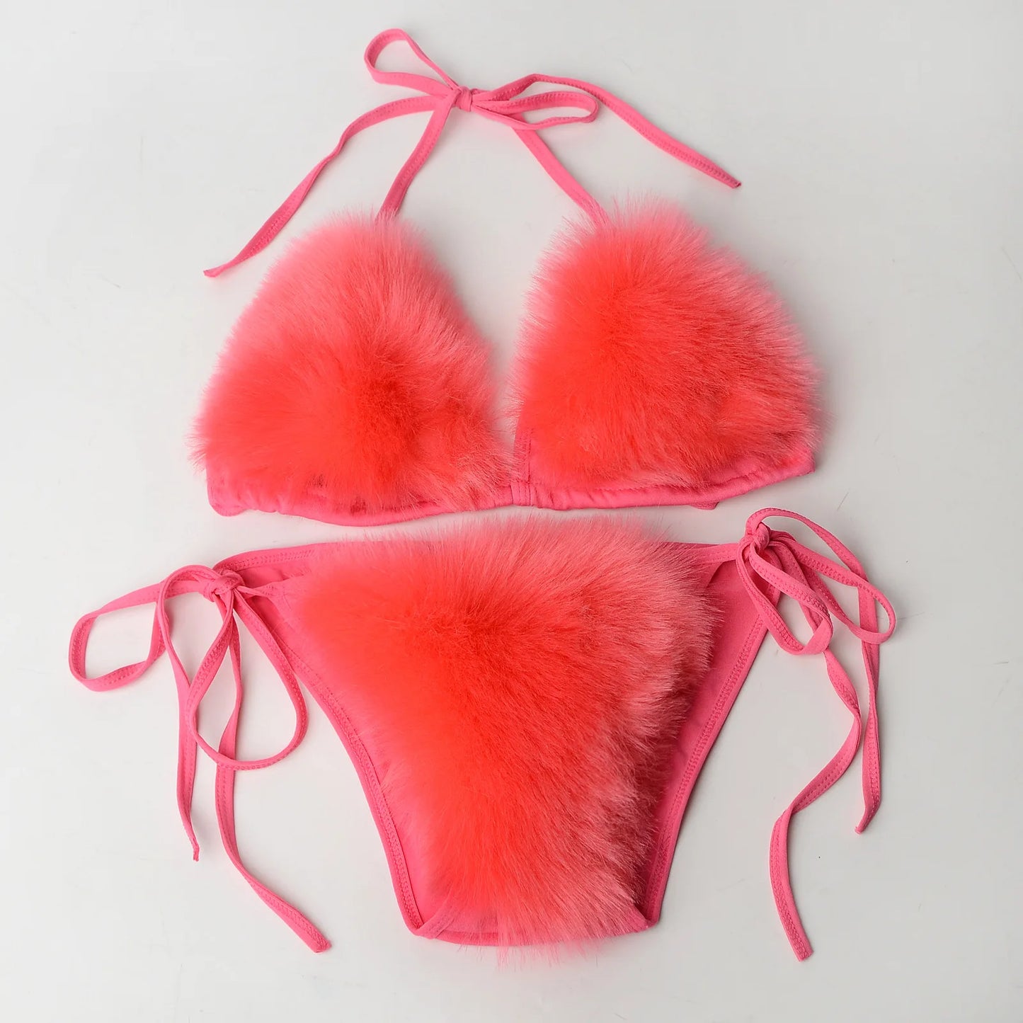 Sexy Swimsuit Micro Fur Bikini Set Push Up Swimwear Thong Brazilian Swimming Bathing Suit