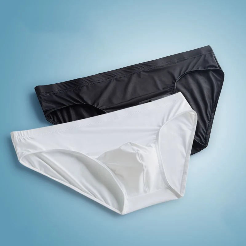 2pcs Nylon Men Underwear Briefs Ice Silk Male Underpants