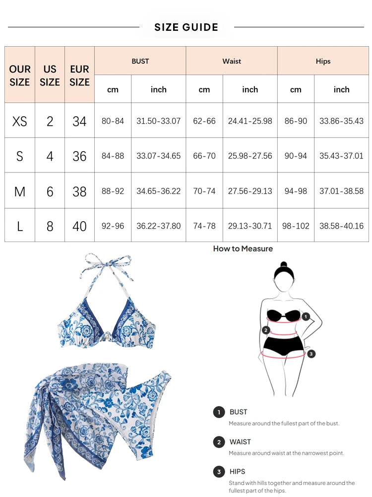 3 Piece Swimsuit Floral Printed Bikinis Underwire Push Up Bikinis Set Swimwear with Beach Skirts Cover Ups Mini Dress