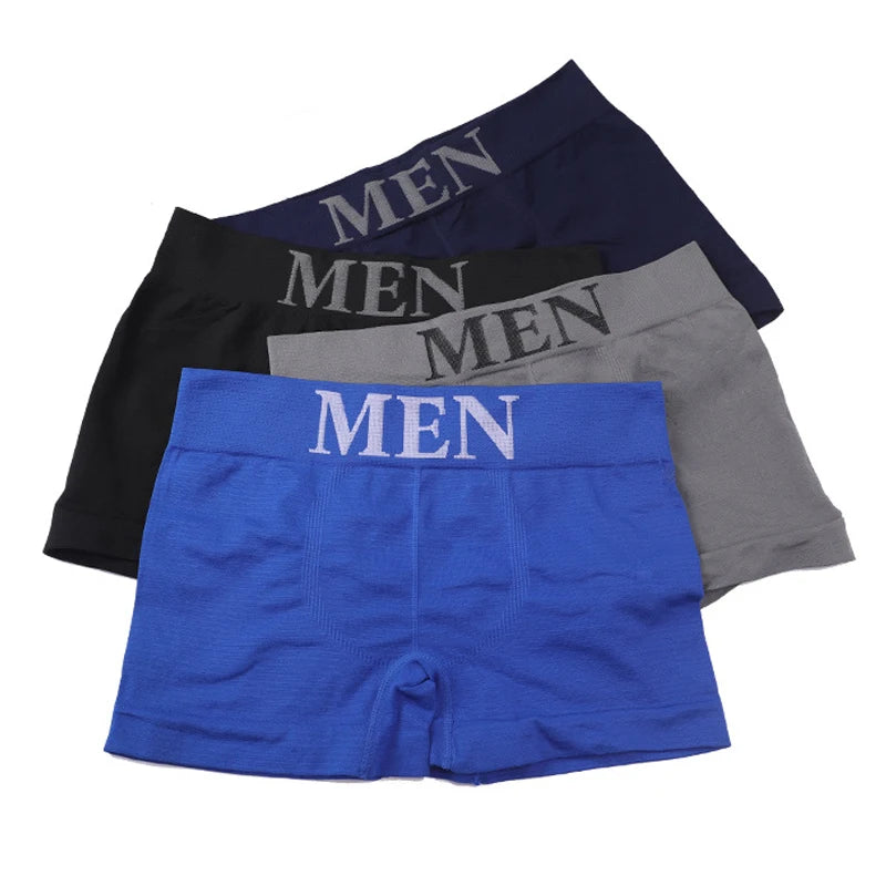 3Pcs/Lot Male Panties Men's Underwear Boxers Breathable Man Boxer Solid Underpants Comfortable Shorts Black Blue Underwear