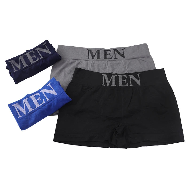 3Pcs/Lot Male Panties Men's Underwear Boxers Breathable Man Boxer Solid Underpants Comfortable Shorts Black Blue Underwear