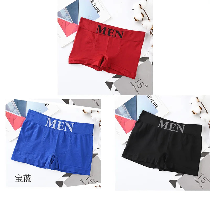 3Pcs/Lot Male Panties Men's Underwear Boxers Breathable Man Boxer Solid Underpants Comfortable Shorts Black Blue Underwear