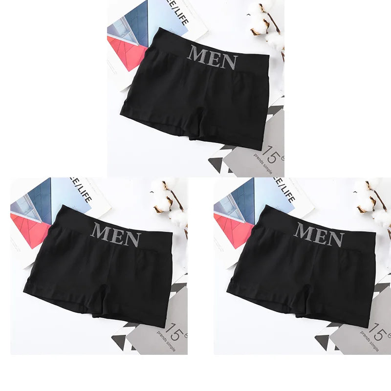 3Pcs/Lot Male Panties Men's Underwear Boxers Breathable Man Boxer Solid Underpants Comfortable Shorts Black Blue Underwear