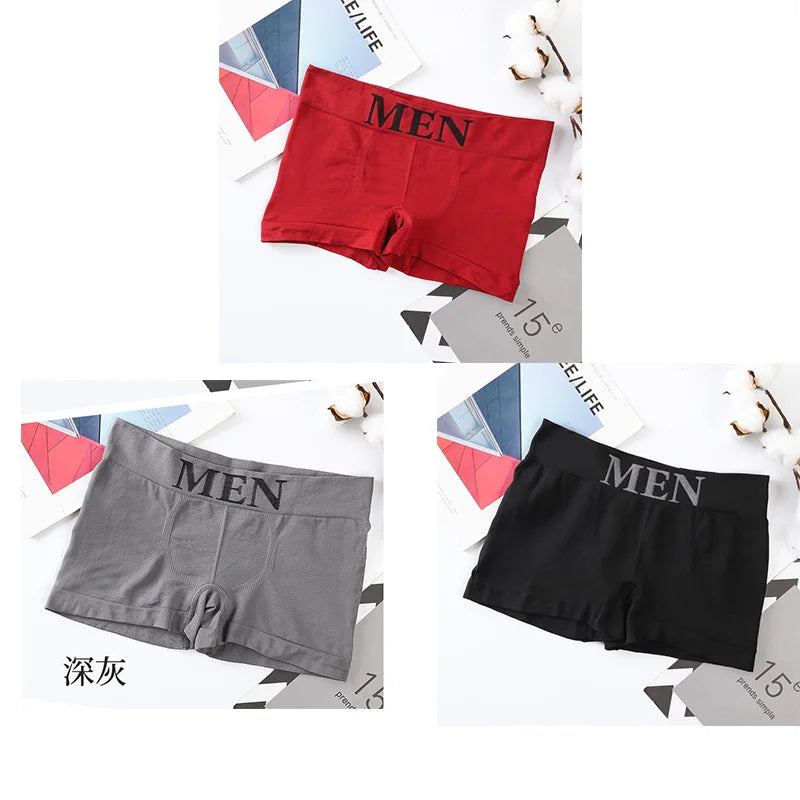 3Pcs/Lot Male Panties Men's Underwear Boxers Breathable Man Boxer Solid Underpants Comfortable Shorts Black Blue Underwear