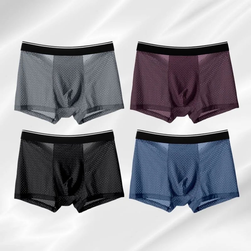 4/8Pcs/Men's Underwear Ice Silk Sexy Boxer Shorts