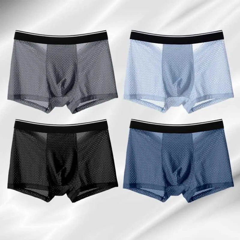 4/8Pcs/Men's Underwear Ice Silk Sexy Boxer Shorts