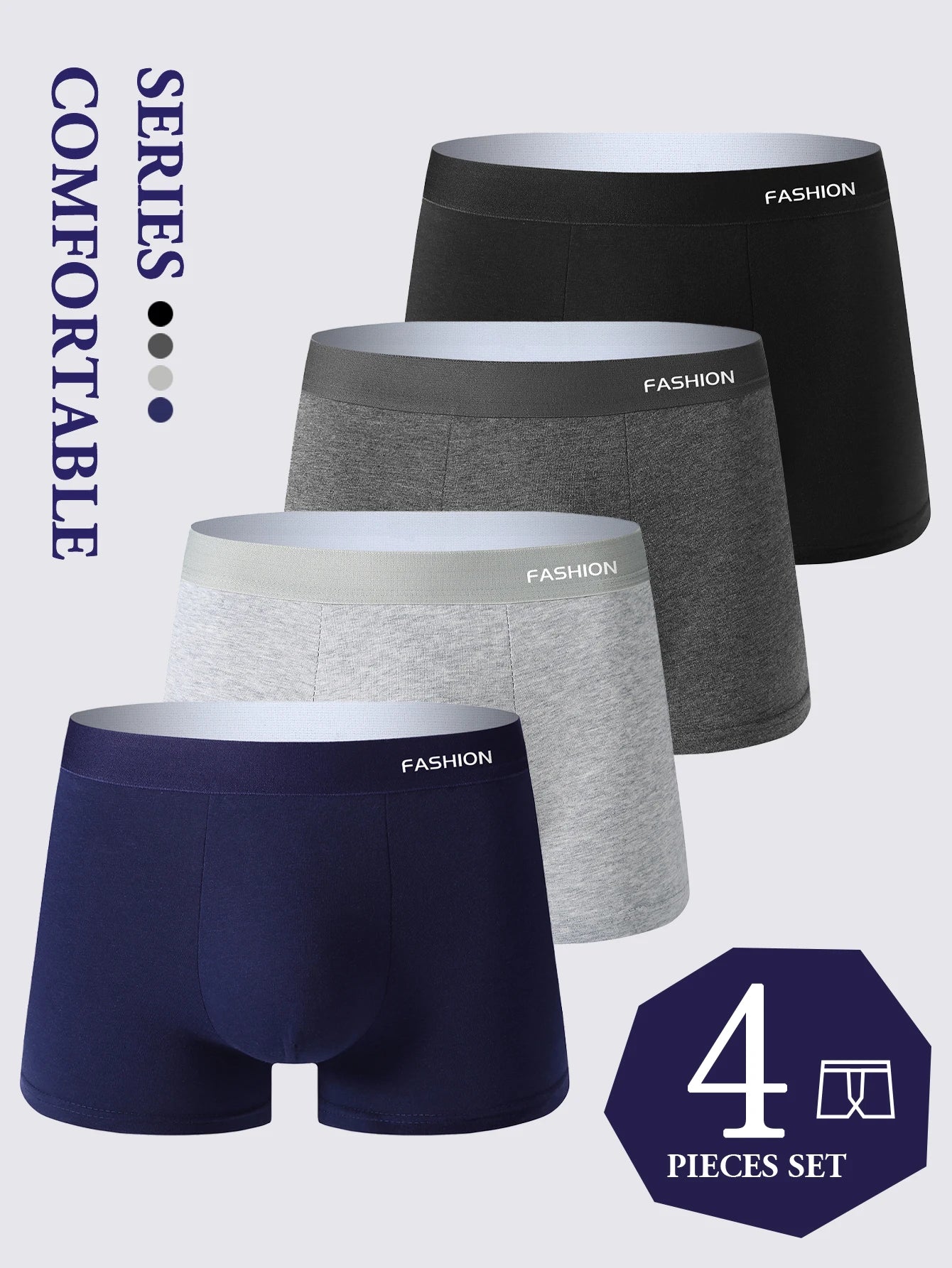 4-pack of Men's Underwear Soft Breathable Comfortable and Loose underwear