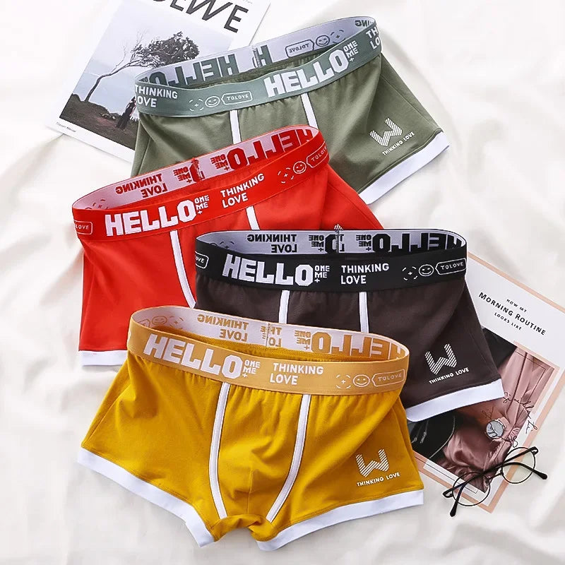 4PCS Men's Panties Cotton Boxer Shorts Underwear