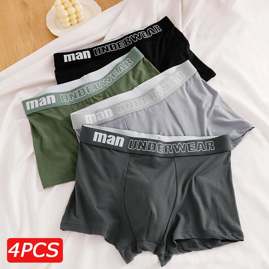 4PCS/ Men's Cotton Inner Comfortable Breathable Mid-Waist Underwear