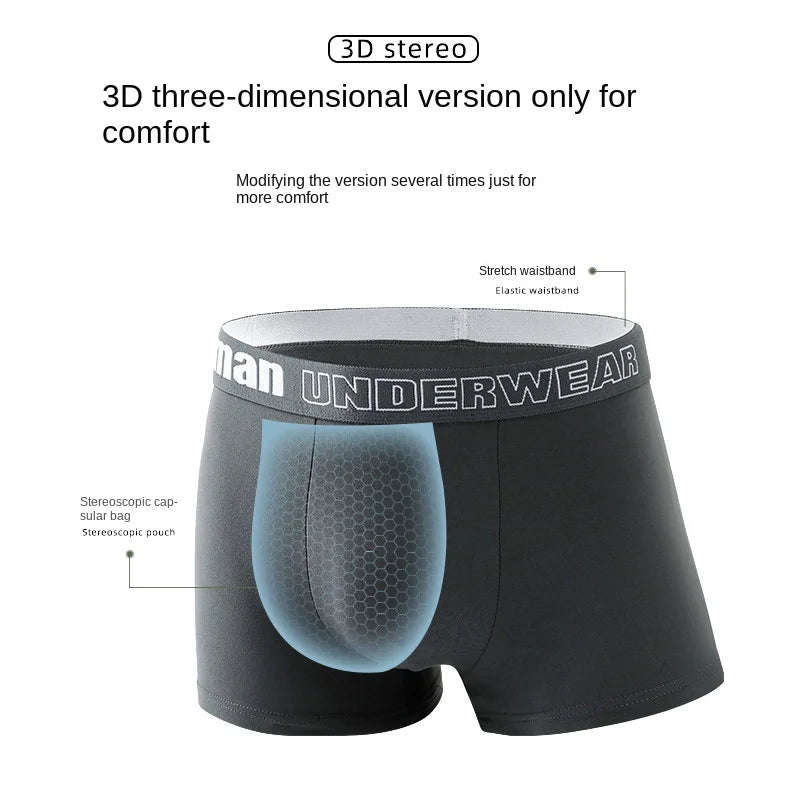 4PCS/ Men's Cotton Inner Comfortable Breathable Mid-Waist Underwear