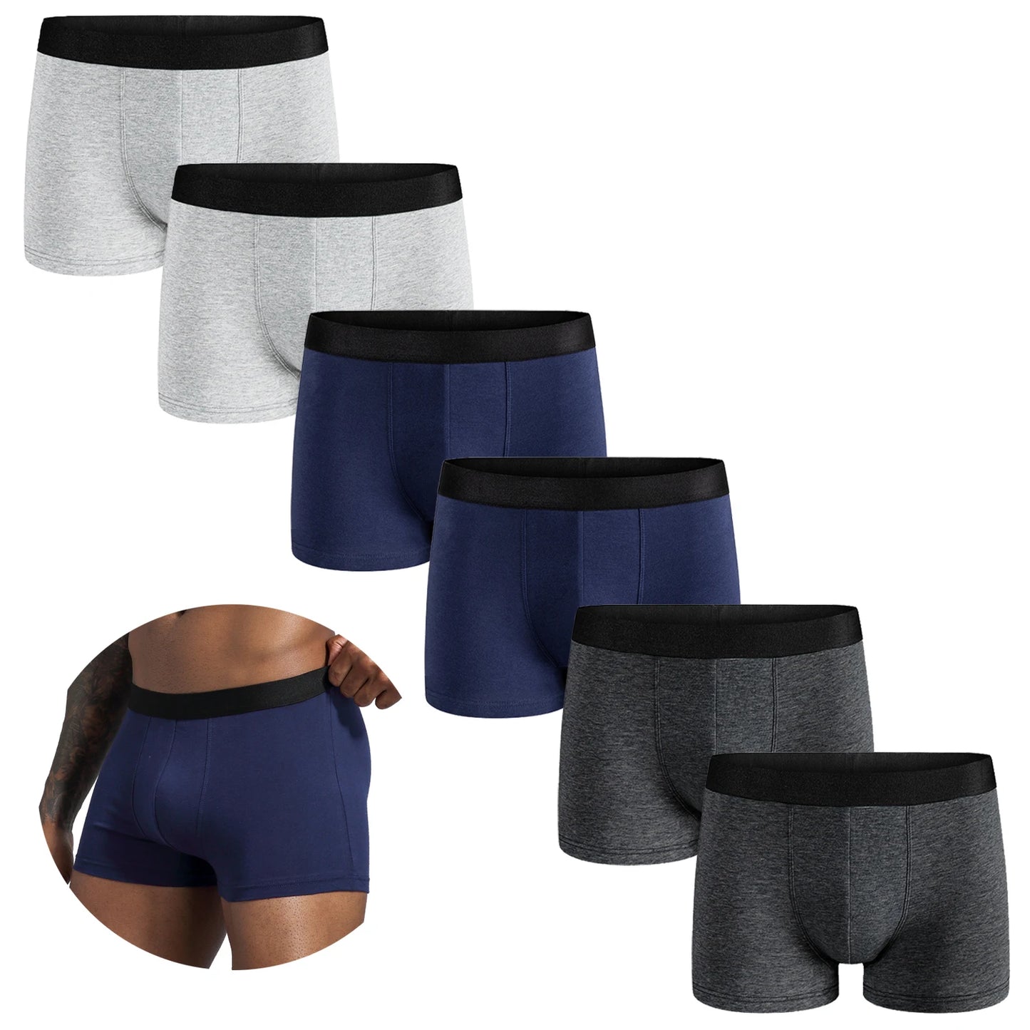 6pcs Pack Men Panties Cotton Underwear Male Boxer And Underpants For Homme Luxury Set Shorts Box Slip Kit