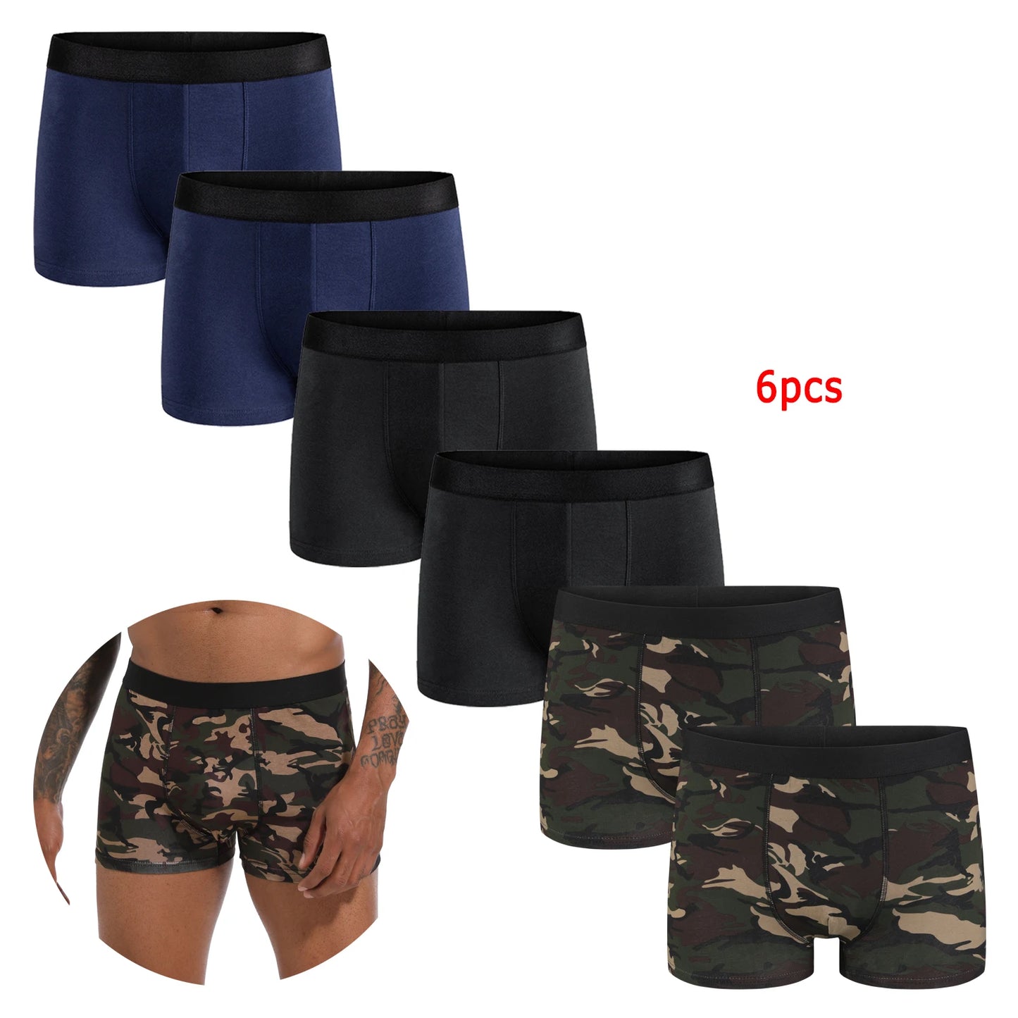 6pcs Pack Men Panties Cotton Underwear Male Boxer And Underpants For Homme Luxury Set Shorts Box Slip Kit