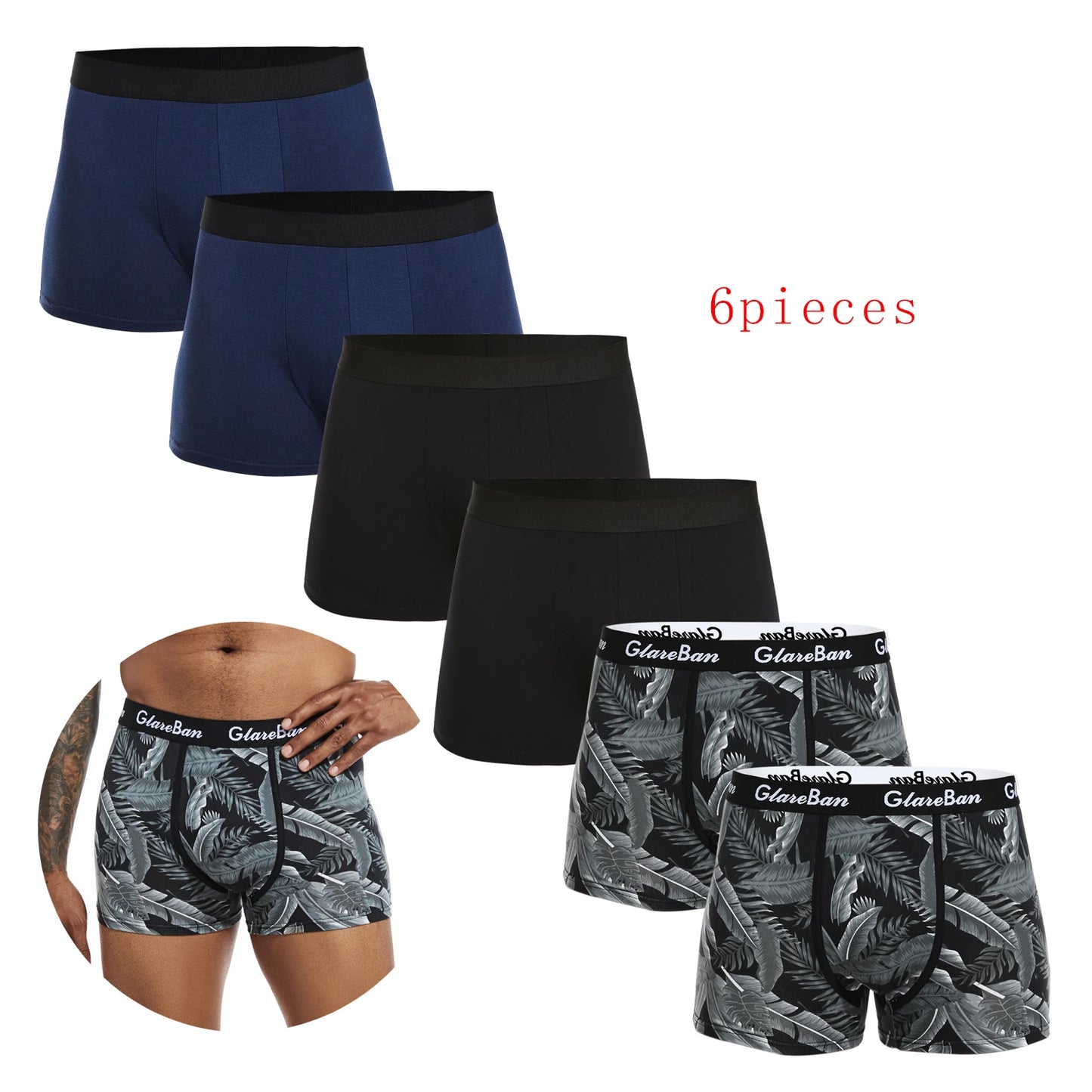 6pcs Pack Men Panties Cotton Underwear Male Boxer And Underpants For Homme Luxury Set Shorts Box Slip Kit