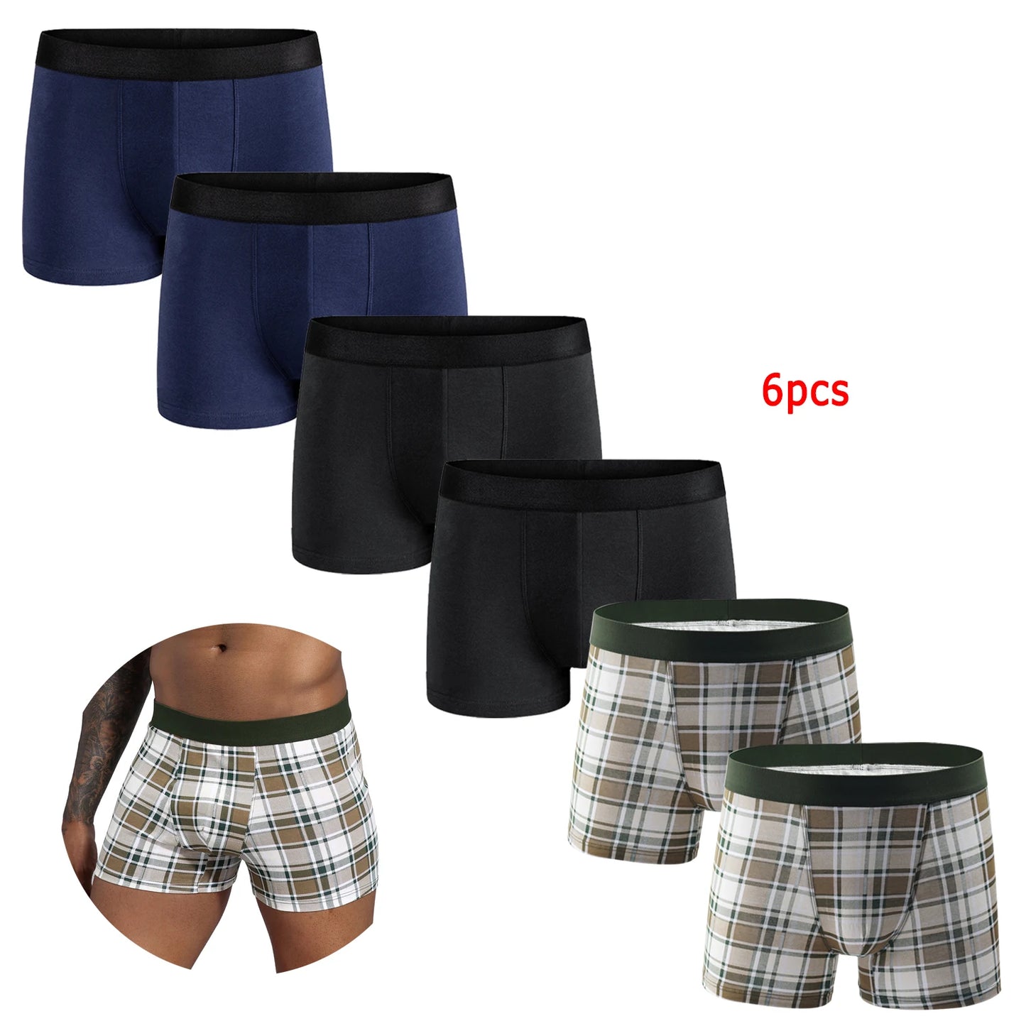 6pcs Pack Men Panties Cotton Underwear Male Boxer And Underpants For Homme Luxury Set Shorts Box Slip Kit