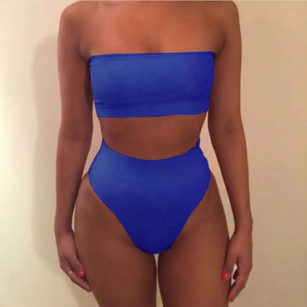 Bikini Set Great Strapless Summer Lady Swimsuit Beachwear Women Suimwear Sleeveelss Bathing Suit for Water Sports