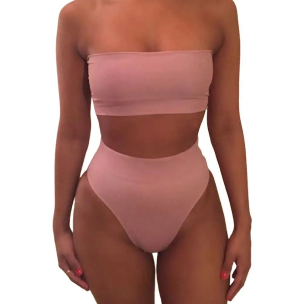 Bikini Set Great Strapless Summer Lady Swimsuit Beachwear Women Suimwear Sleeveelss Bathing Suit for Water Sports