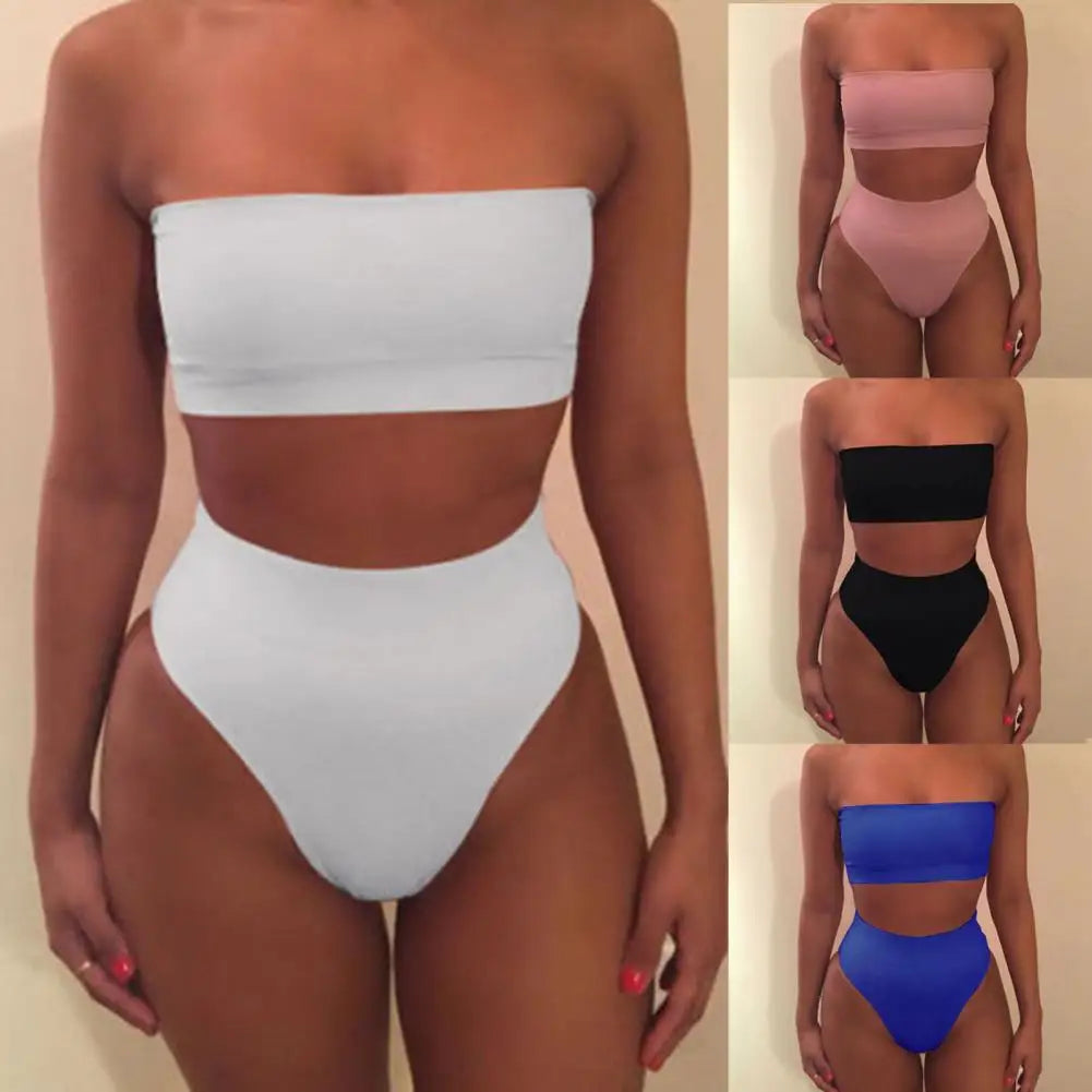 Bikini Set Great Strapless Summer Lady Swimsuit Beachwear Women Suimwear Sleeveelss Bathing Suit for Water Sports