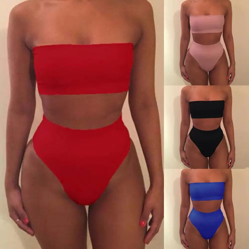 Bikini Set Great Strapless Summer Lady Swimsuit Beachwear Women Suimwear Sleeveelss Bathing Suit for Water Sports