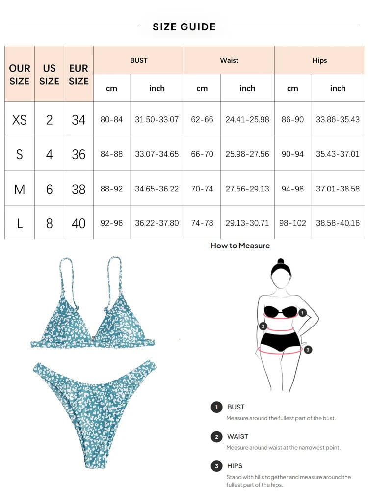 Bikini Set Two Piece Swimsuits with V Neck Backless Bikinis Tops Low Waist Bottom Printed Swimwear Bathing Suits