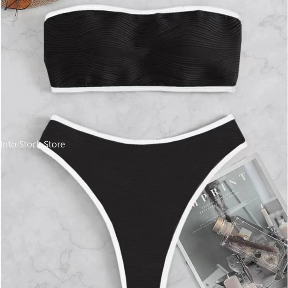 Bikini Sexy Swimsuit Bandeau Bikinis Set Thong Swimwear Summer Biquini 2 Piece Bathing Suit Beach