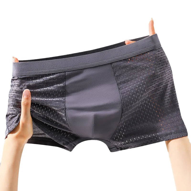 4x Boxer Short Men Microfiber Briefs Underwear Stretch Mesh ice Silk Boxers Breathable Comfortable Thin mens underwear