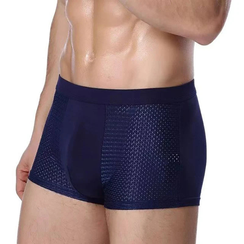 4x Boxer Short Men Microfiber Briefs Underwear Stretch Mesh ice Silk Boxers Breathable Comfortable Thin mens underwear