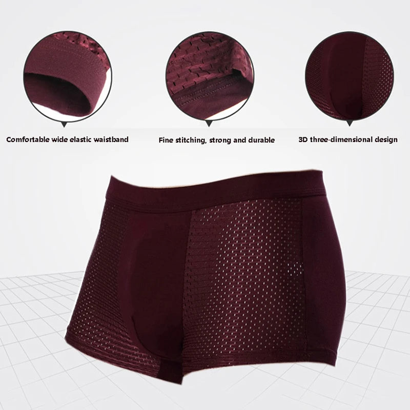 4x Boxer Short Men Microfiber Briefs Underwear Stretch Mesh ice Silk Boxers Breathable Comfortable Thin mens underwear