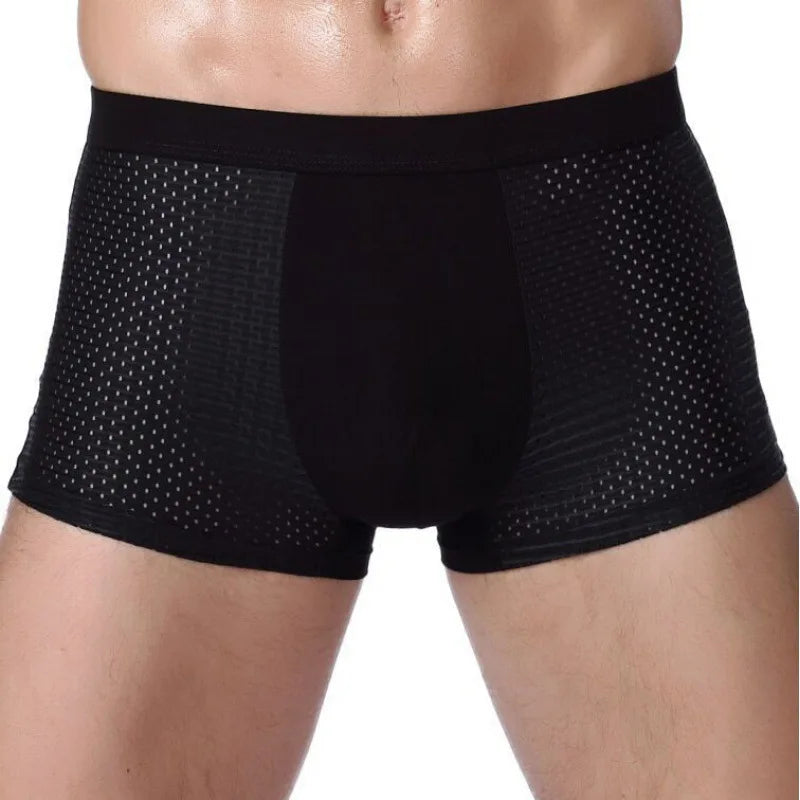 4x Boxer Short Men Microfiber Briefs Underwear Stretch Mesh ice Silk Boxers Breathable Comfortable Thin mens underwear