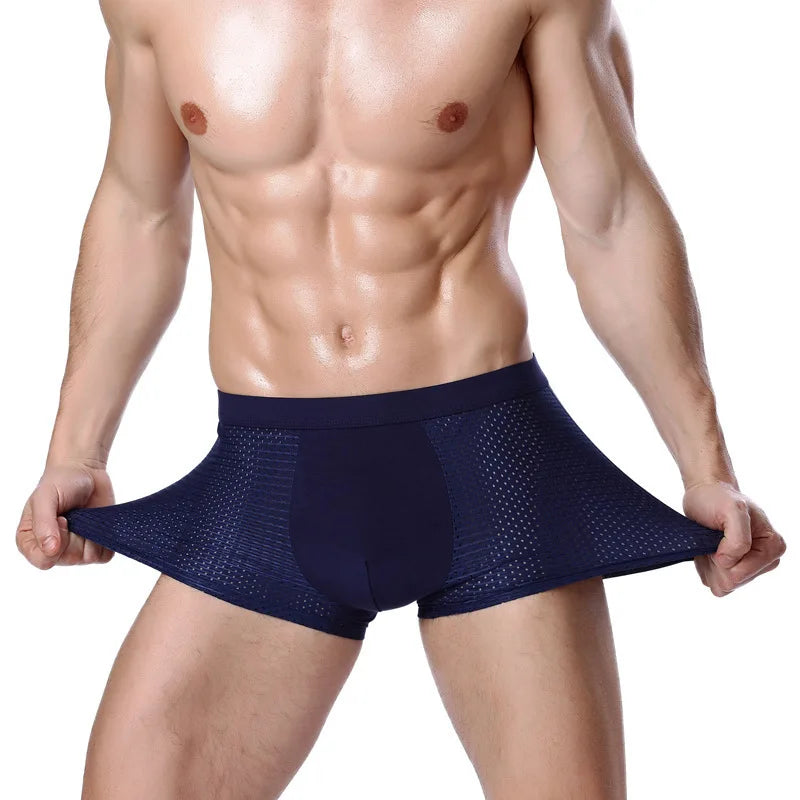 4x Boxer Short Men Microfiber Briefs Underwear Stretch Mesh ice Silk Boxers Breathable Comfortable Thin mens underwear