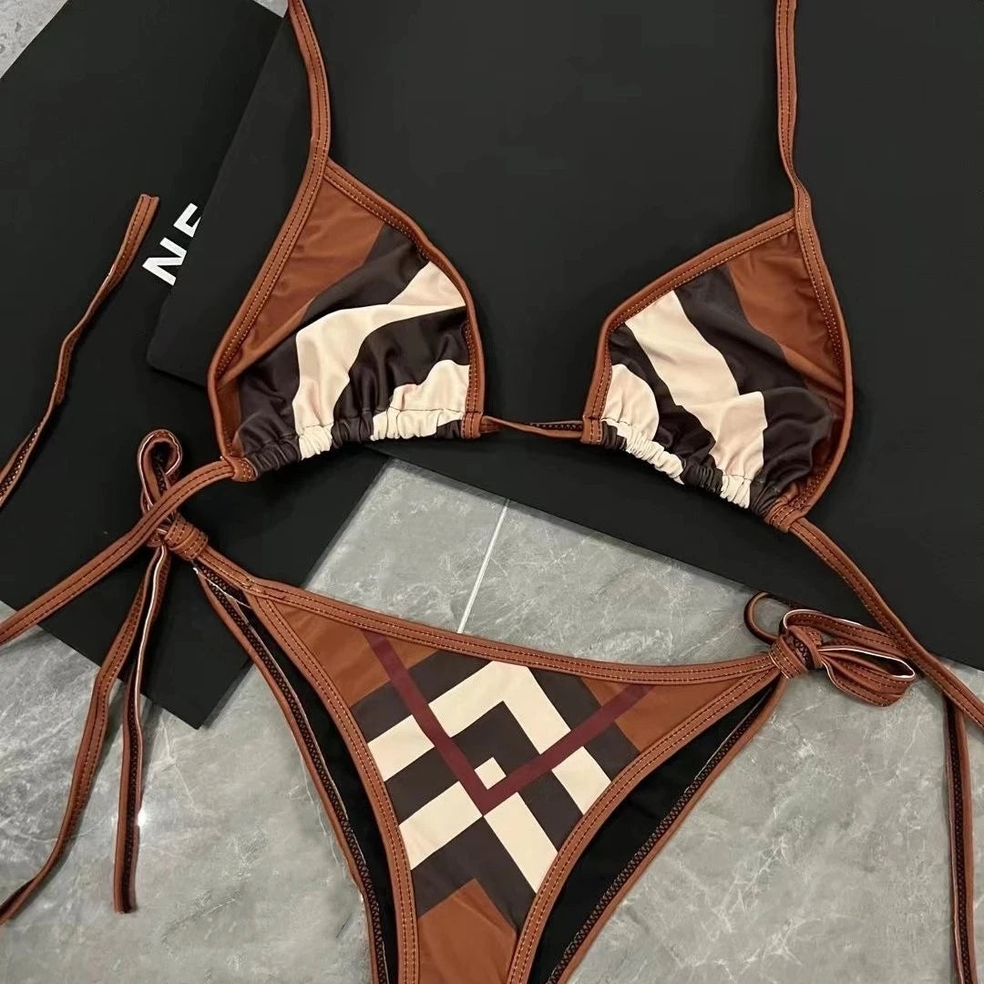 Brand Luxury Design 2024 Summer Bikini 2 Piece Set For Women Sexy Swimwear Praia Swimsuit Cover-ups Tankini Beach Wear Clothes