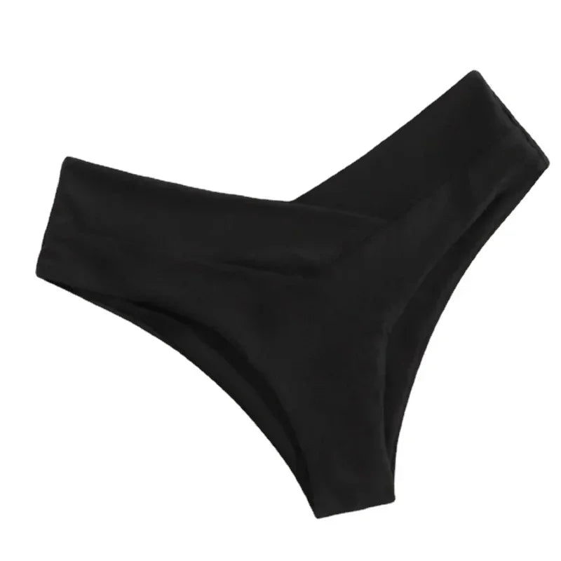 Sexy Thong Bikini Bottoms High Waist Brazilian Thongs Swimwear Swimsuit Solid Bottom Swimming Suit