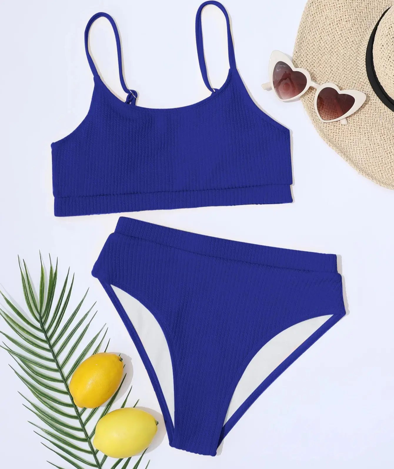 Female Swimming Suit Screw Thread Bikini Set 2 Pieces Sport Beach Suit Sport Bra with Triangle Shorts