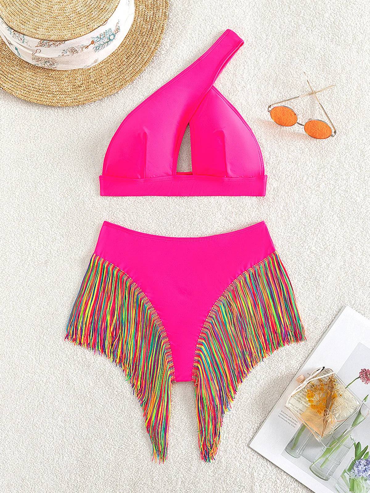 One Shoulder Swimsuit High Waist Bikini Swimwear Two-piece Bikini set Bather Bathing Suit Swim