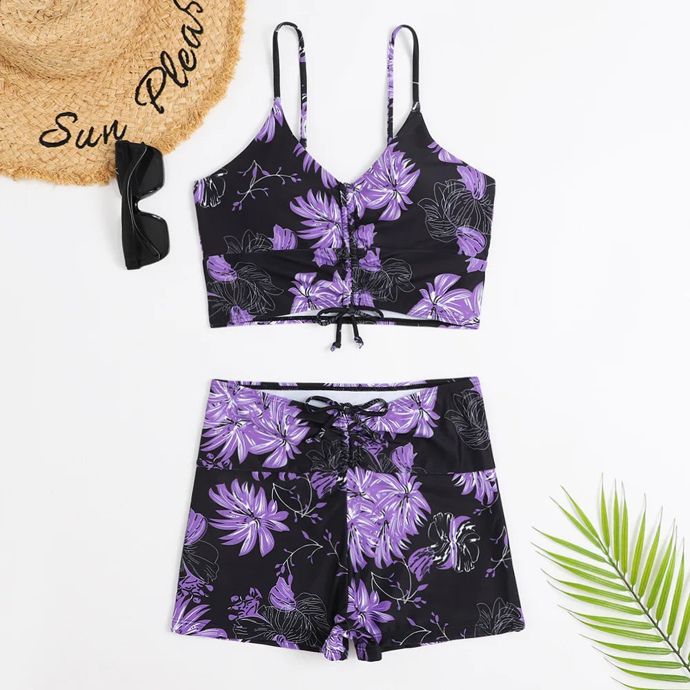 High Waist Bikini Swimsuit Push Up Bikini Floral Swimsuit Print Bikini boxers Swimwear Swim Trunks Bathing Suit