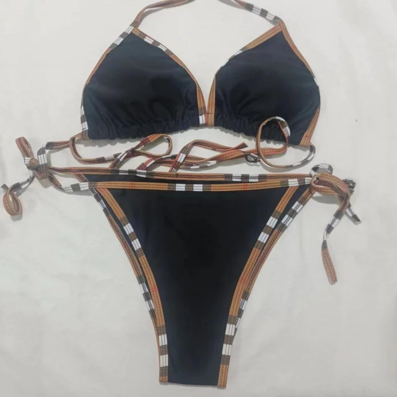 sexy Thong Swimsuit Brazil Beachwear Swimsuit Two-Piece Set Of Bra Suspender Top