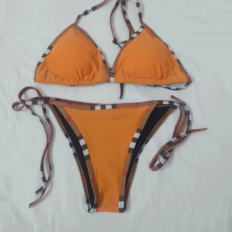 sexy Thong Swimsuit Brazil Beachwear Swimsuit Two-Piece Set Of Bra Suspender Top