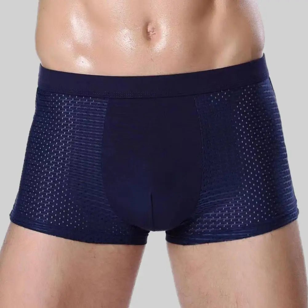 5pc Men Boxers Elastic Ice Silk Mesh Seamless Boxers Breathable Underwear