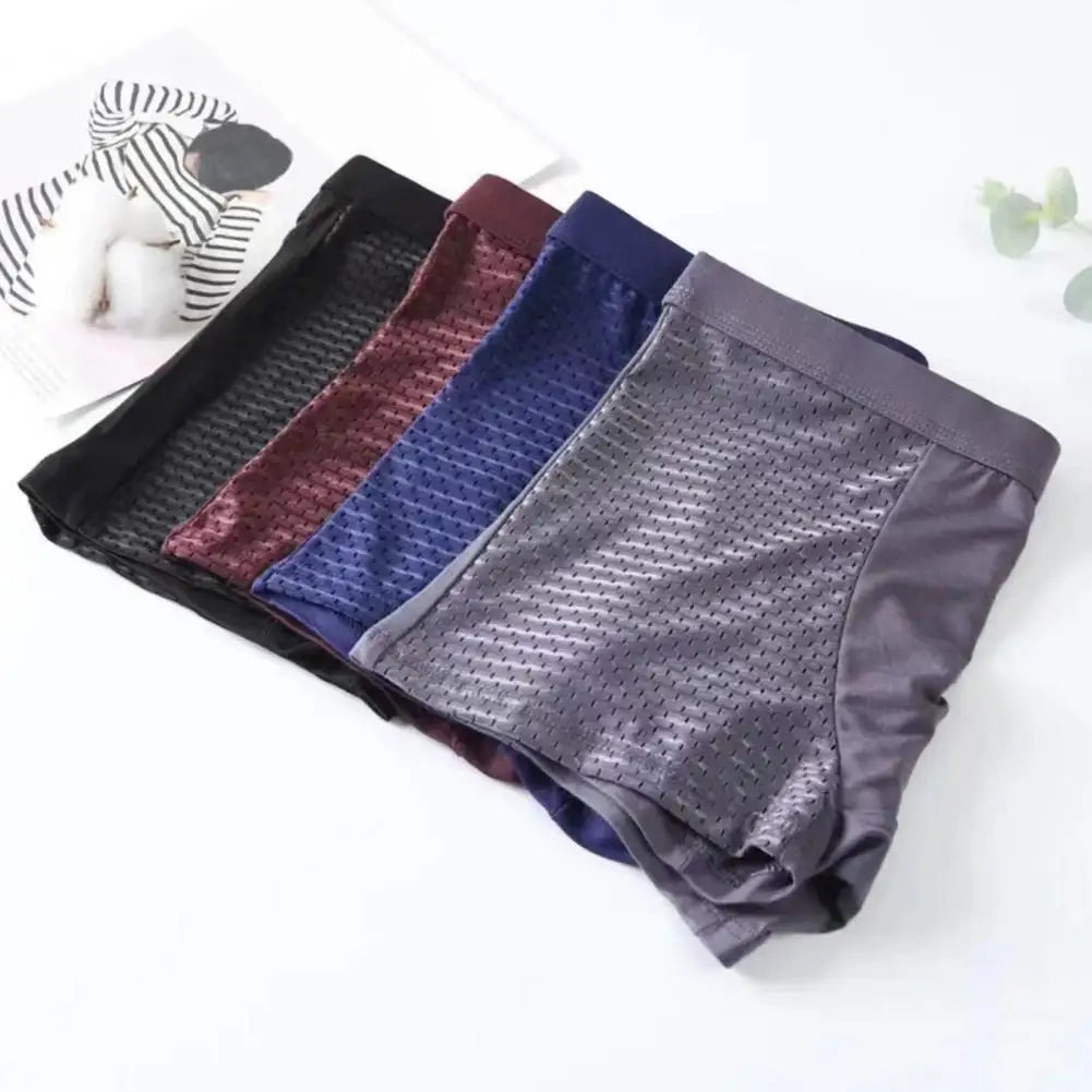 5x Men Breathable Boxers Ice Silk Mesh Boxers Soft Underwear