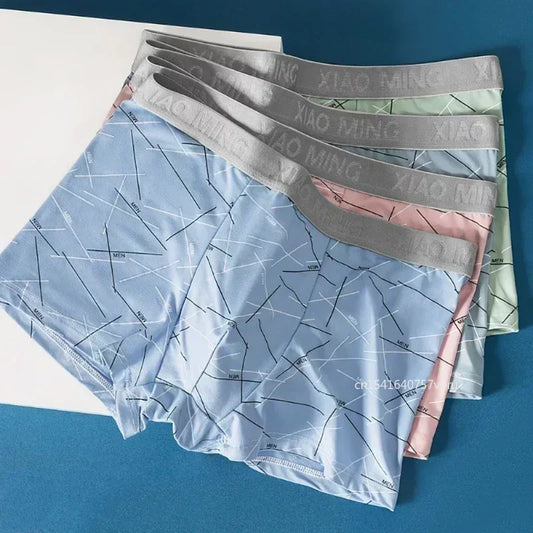 5pc Thin Breathable Cotton Crotch Line Boxers Letter Underwear